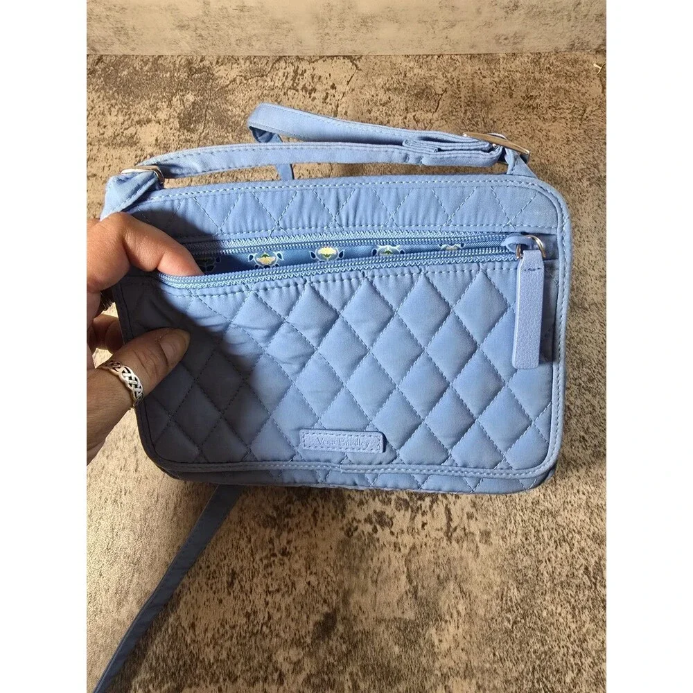 Vera Bradley Petite CrossBody Purse Sky Blue Small Crossbody Solid Quilted